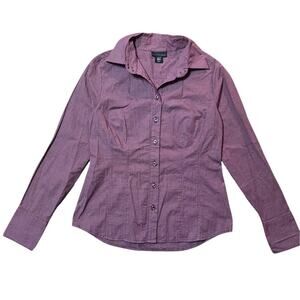 Apostrophe Womens Burgundy and White Gingham Button Up Size Small